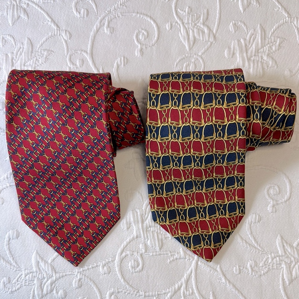 2 Vintage 100% Silk Equestrian Neckties 
Beaufort‎ Tie Rack & Mallory & Church